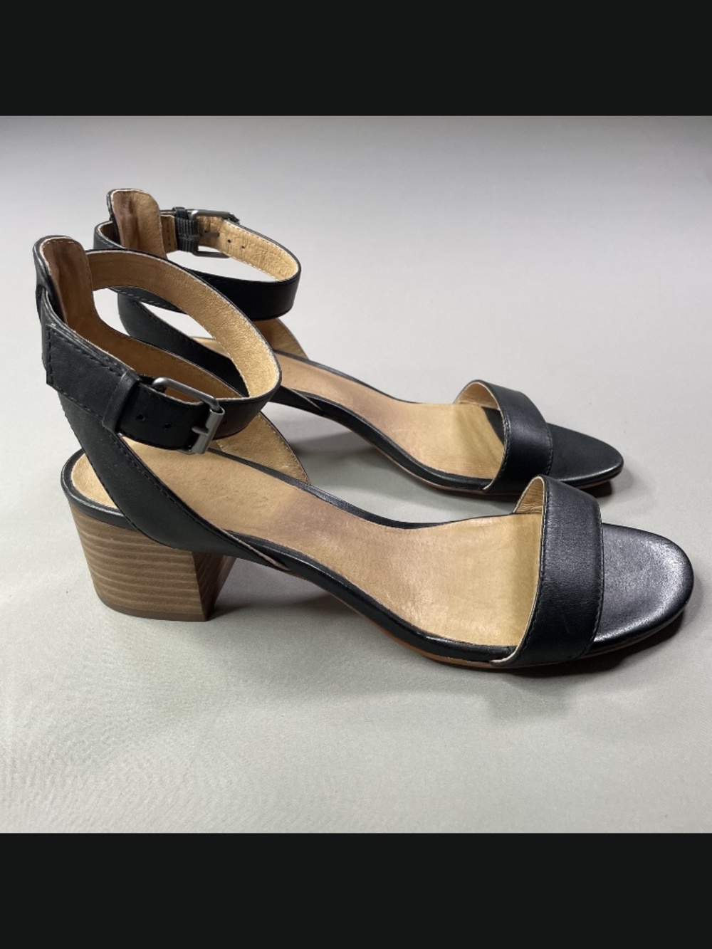 Madewell Shoes Womens 8.5 black brown leather block heel sandals boho indie - Picture 2 of 12